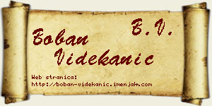Boban Videkanić vizit kartica